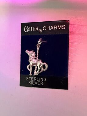 Vintage Cellini Sterling Silver Carousel Horse Charm - Silver